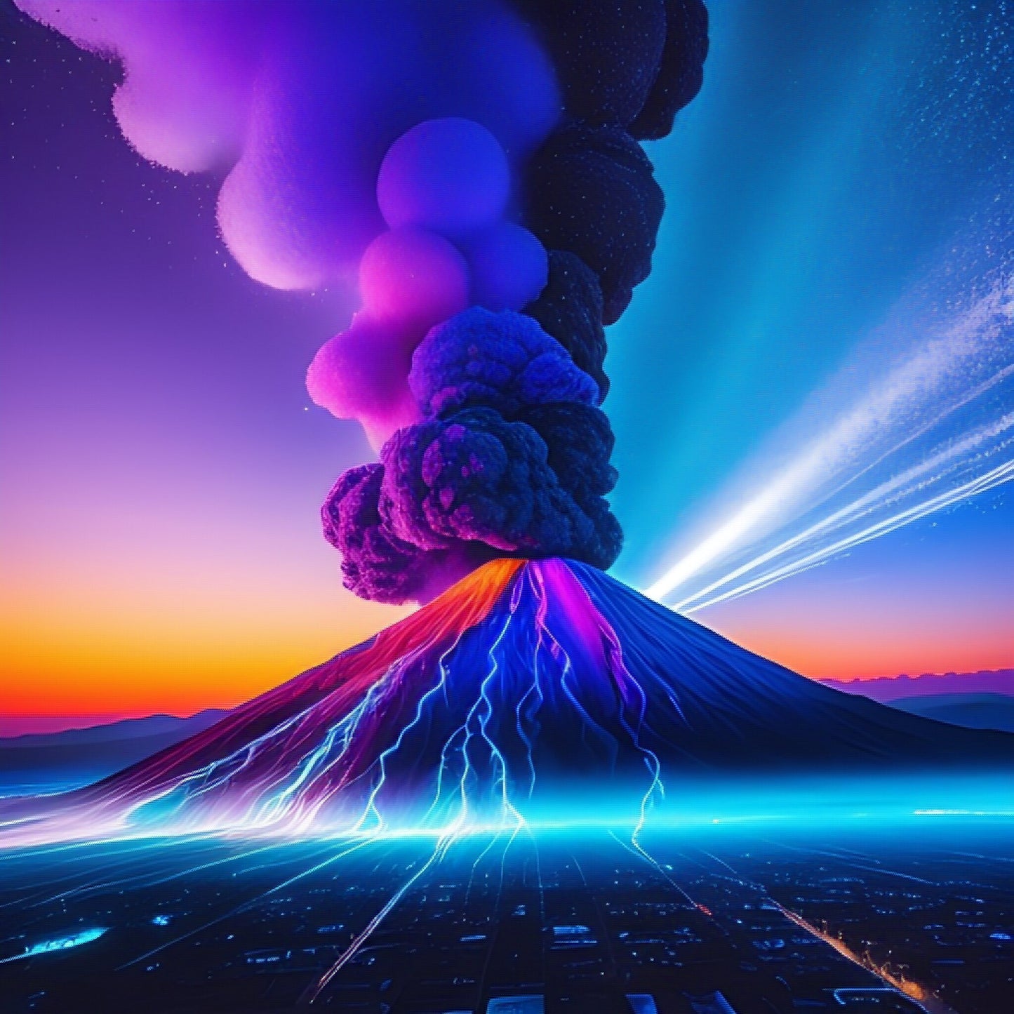 Pack of images colorful volcano explosion of fireworks 4k