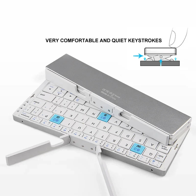 Arco Mini: Teclado Plegable Bluetooth con Soporte para 3 Dispositivos, Recargable y de Aleación de Aluminio para Teléfonos y Tabletas